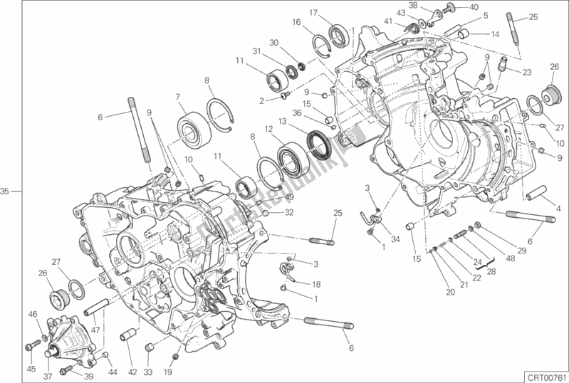All parts for the 010 - Half-crankcases Pair of the Ducati Superbike 959 Panigale Corse 2019